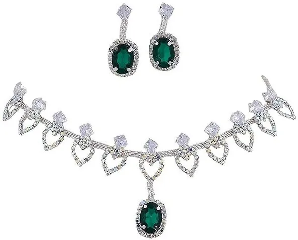 Green_&_Silver_Zinc_Earring_&_Necklace_Jewellery_Set