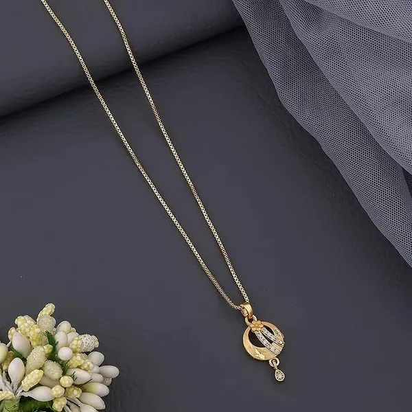 Gold_Plated_Necklace_With_Unique_Pendant_Design_Featuring_Decorative_Stones_Plated_Metal_Chain