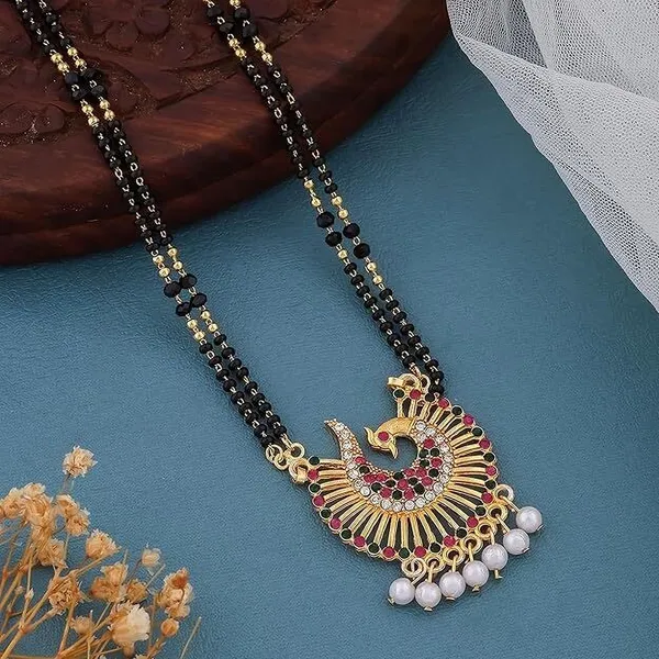 Gold_Plated_Peacock_Pendant_Mangalsutra_With_Crystal_Metal_Mangalsutra