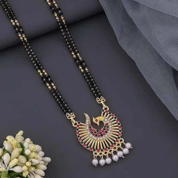 Gold_Plated_Peacock_Pendant_Mangalsutra_With_Crystal_Metal_Mangalsutra