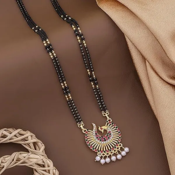 Gold_Plated_Peacock_Pendant_Mangalsutra_With_Crystal_Metal_Mangalsutra
