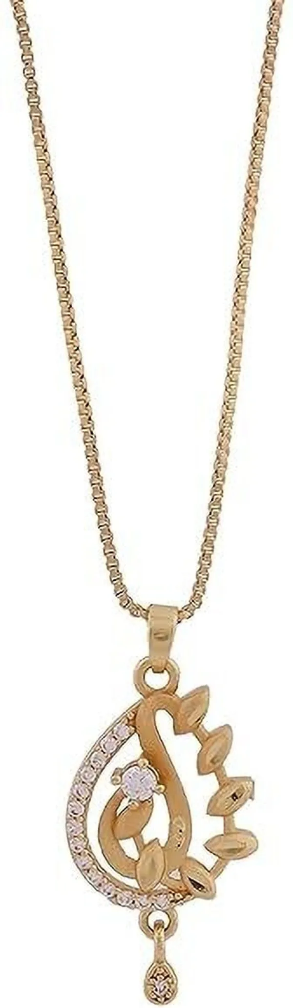 Gold_Plated_Pendant_Necklace_With_Intricate_Design_And_Gemstone_Accents_Pearl_Metal_Pendant