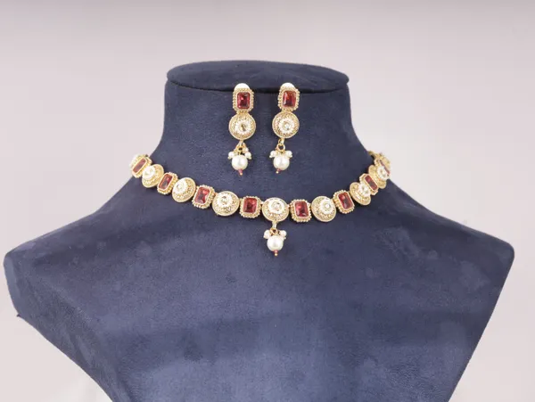 Red_Brass_Earring_&_Necklace_Jewellery_Set