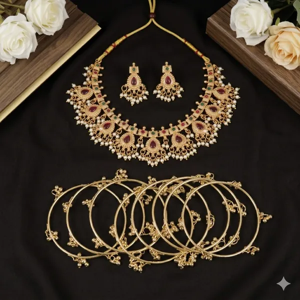 Traditional_Kashmiri_Necklace_Set_with_Matching_Kashmiri_Bangles_|_Ethnic_Bridal_Jewelry_Combo_for_Women