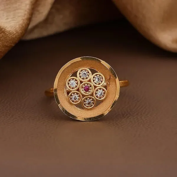 Gold_Plated_Cuff_Ring_With_Cluster_Of_White_Zircon_And_Ruby_Stones_Metal_Ring