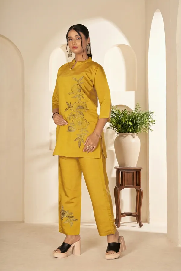 Mustard_Yellow_Premium_Roman_Silk_Co-Ord_Set_For_Women