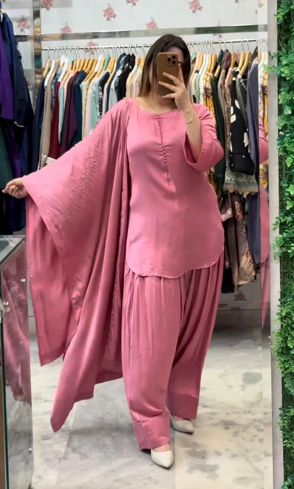 Dusty_Rose_Premium_Georgette_Top_Pant_Dupatta_Set_For_Women