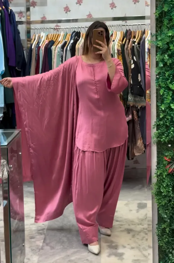 Dusty_Rose_Premium_Georgette_Top_Pant_Dupatta_Set_For_Women