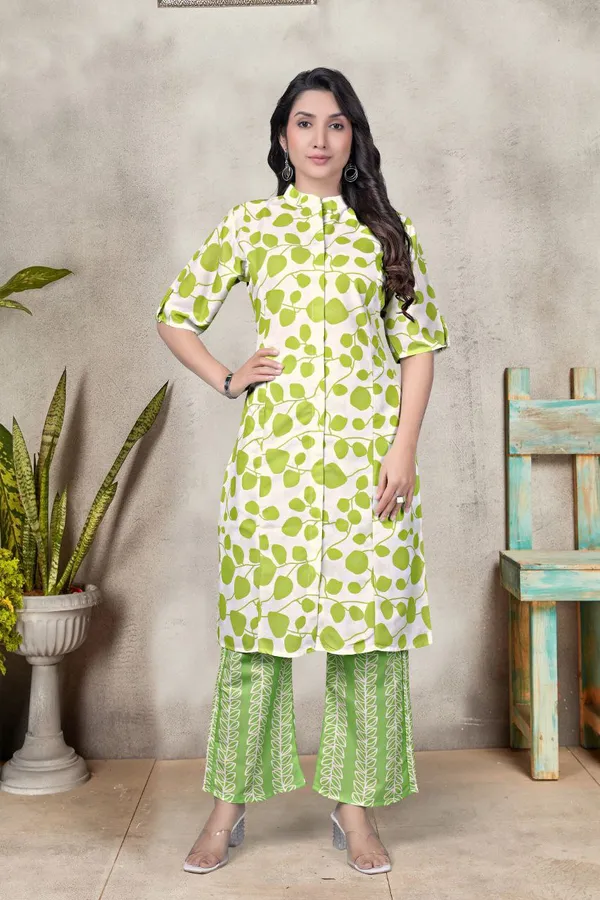 Lime_Green_Premium_Rayon_Printed_Co-Ord_Set_For_Women