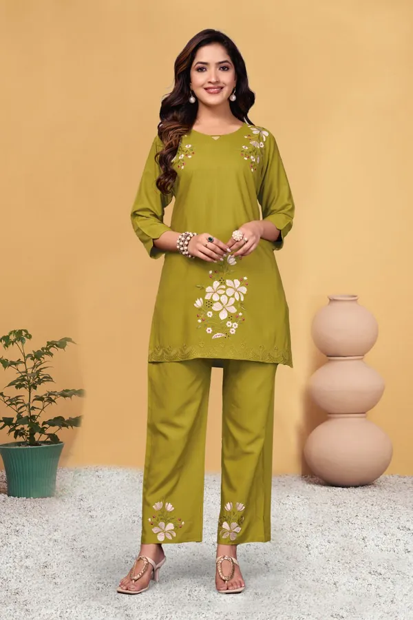 Olive_Green_Premium_Rayon_Co-Ord_Set_For_Women