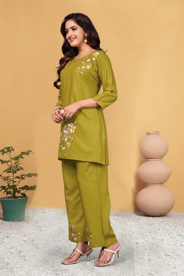 Olive_Green_Premium_Rayon_Co-Ord_Set_For_Women