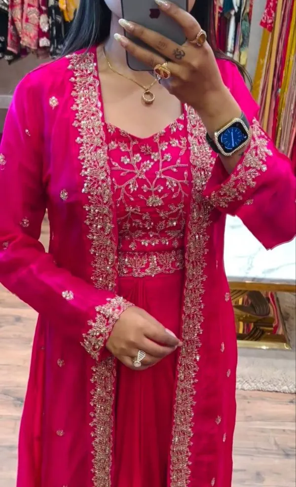 Rani_Pink_Premium_Chinon_Silk_Sharara_Set_For_Women