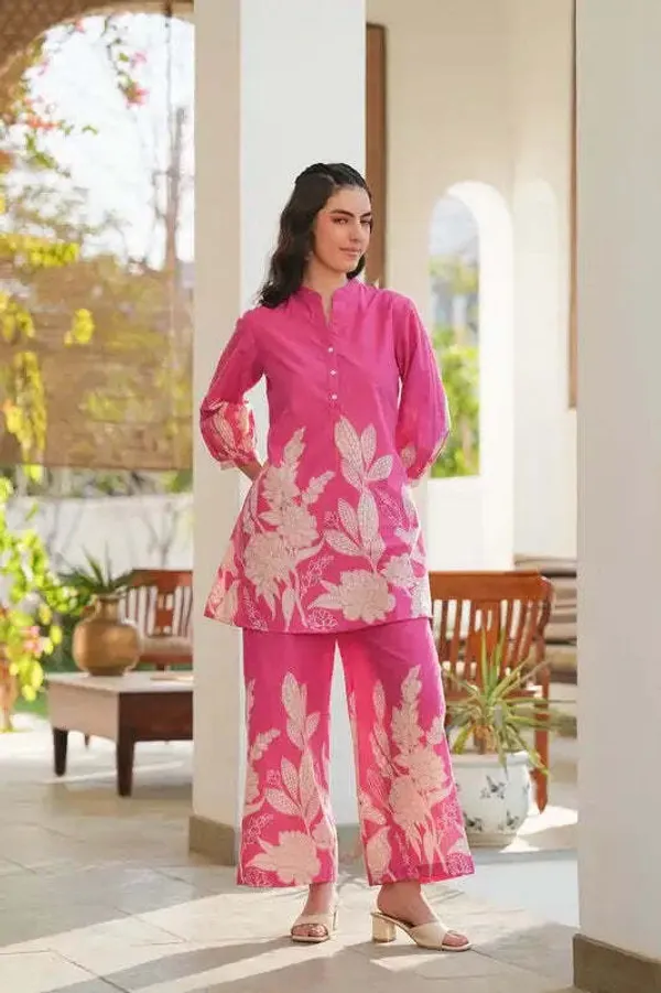 Vibrant_Pink_Premium_Rayon_Co-Ord_Set_For_Women