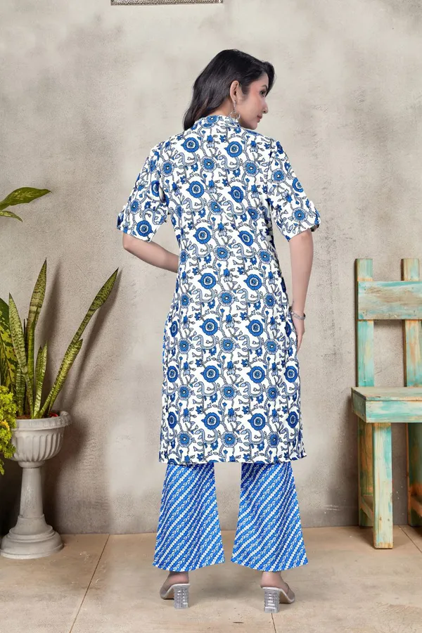 White_And_Royal_Blue_Premium_Rayon_Printed_Co-Ord_Set_For_Women