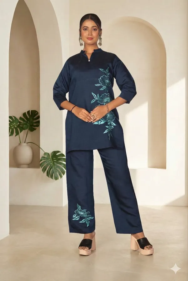 Navy_Blue_Premium_Roman_Silk_Co-Ord_Set_For_Women