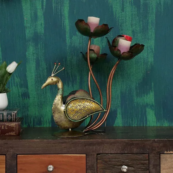 Multicolour_Peacock_Showpiece_Tea_Light_For_Home