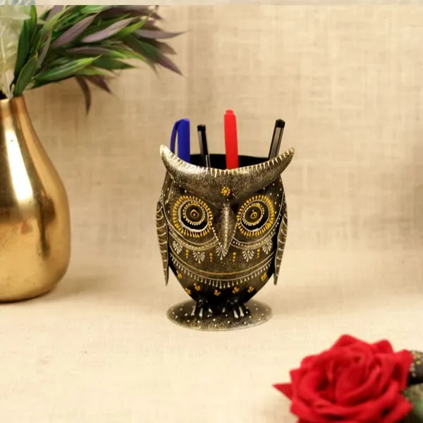 Multicolour_Painted_Owl_Pen_Stand_For_Home