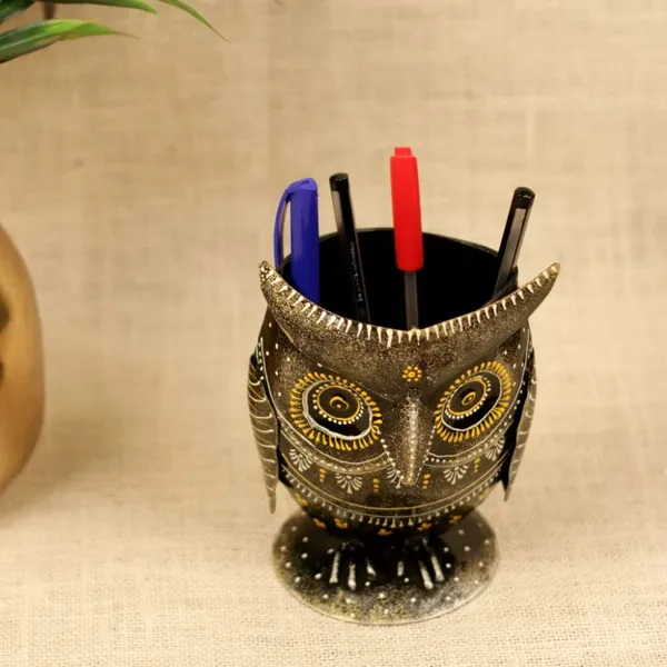 Multicolour_Painted_Owl_Pen_Stand_For_Home