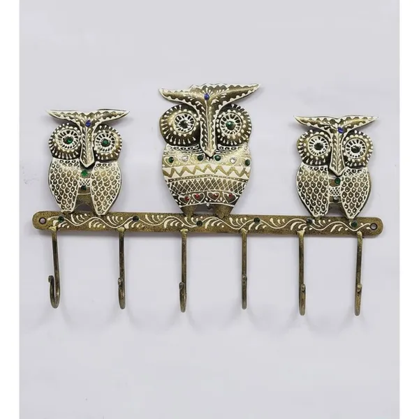 Multicolour_Iron_Owl_Key_Holder_With_Hooks_For_Home