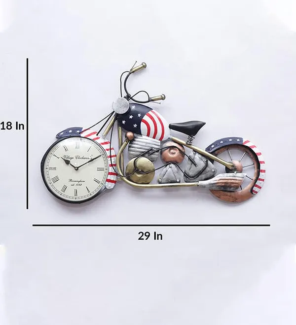 Multicolour_Iron_American_Bike_With_Wall_Clock_Showpiece_Handpainted_For_Home