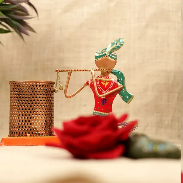 Multicolor_Iron_Sitting_Krishna_Pen_Stand_Showpiece_For_Home