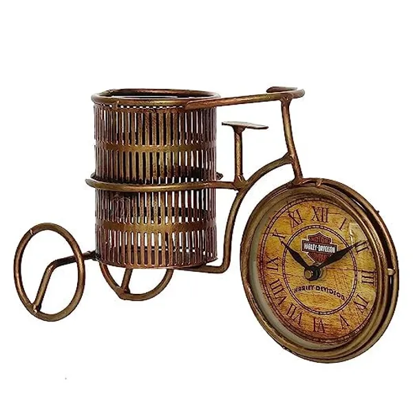Golden_Cycle_Pen_Stand_With_Clock_For_Home