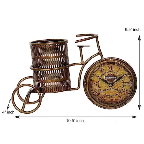 Golden_Cycle_Pen_Stand_With_Clock_For_Home