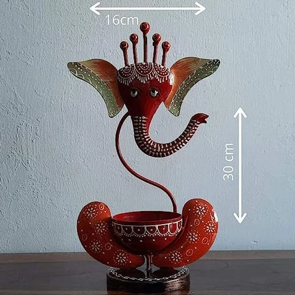Red_Ganesha_Tea_Light_Holder_Table_Decorative_For_Home