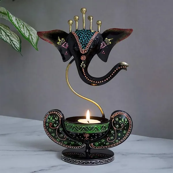 Multicolor_Iron_Handpainted_Ganesha_Tealight_Candle_Holder_Tea_Light_For_Home