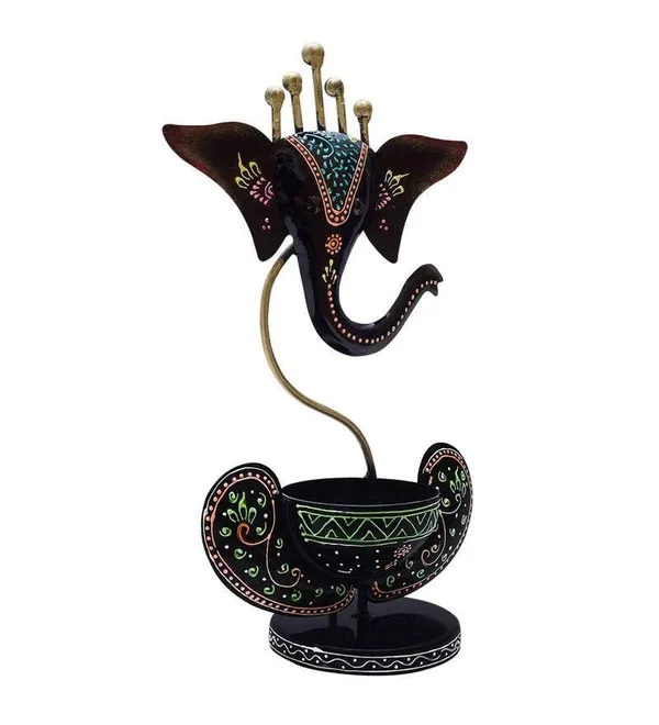 Multicolor_Iron_Handpainted_Ganesha_Tealight_Candle_Holder_Tea_Light_For_Home