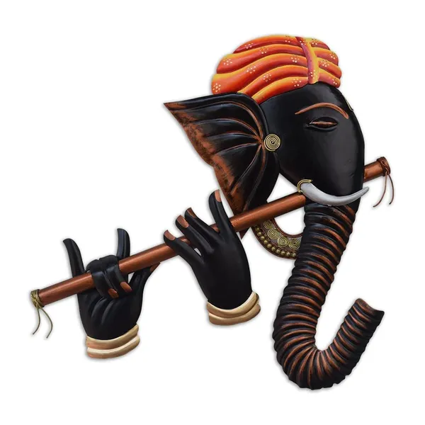 Multicolour_Ganesha_Flute_Wall_Art_Hanging_Sculpture_Unique_Handcrafted_Decor_Special_For_Home