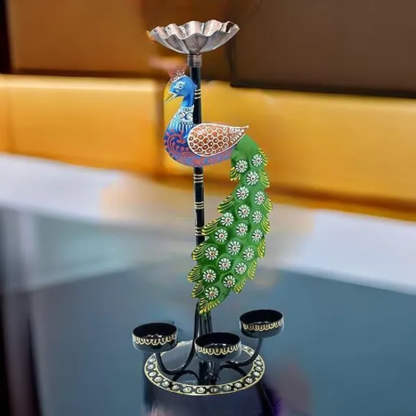 Multicolour_Peacock_Tea_Light_Holder_Candle_With_For_Home