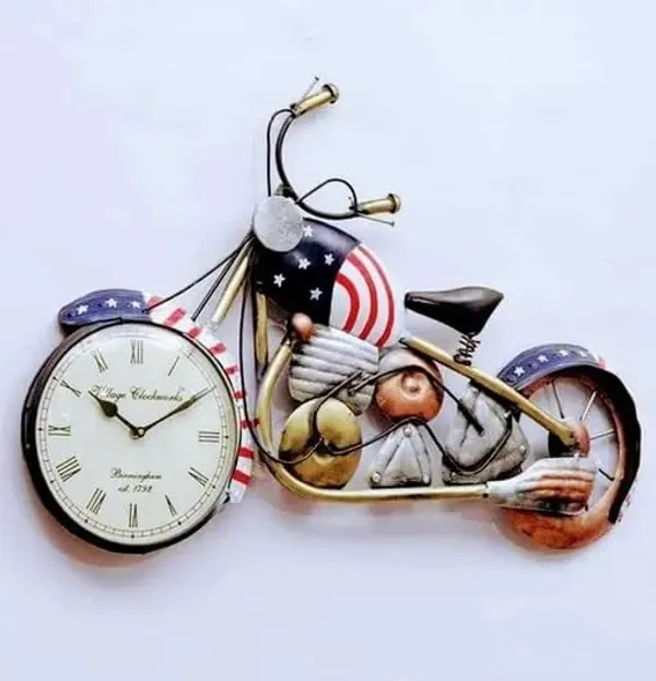 Multicolour_American_Bike_Wall_Clock_Stylish_Bicycle_Design_For_Home