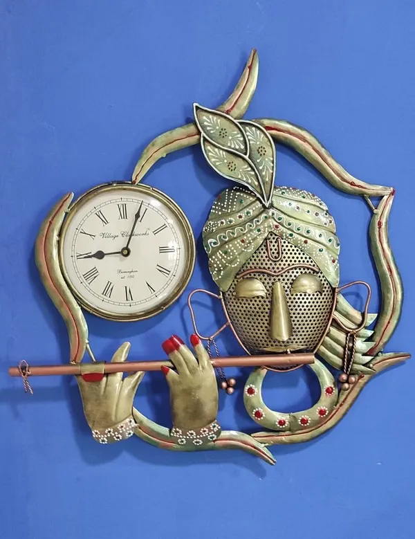 Golden_Krishna_Wall_Clock_Round_Design_For_Home
