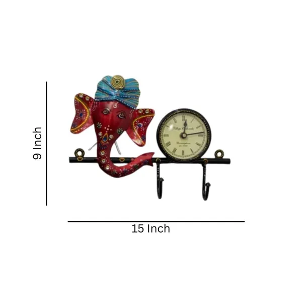 Multicolour_Lord_Ganesha_With_Wall_Clock_Key_Holder_Elegant_For_Home