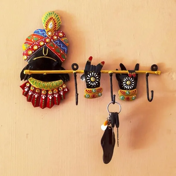 Multicolour_Krishna_With_Flute_Key_Holder_Elegant_For_Home