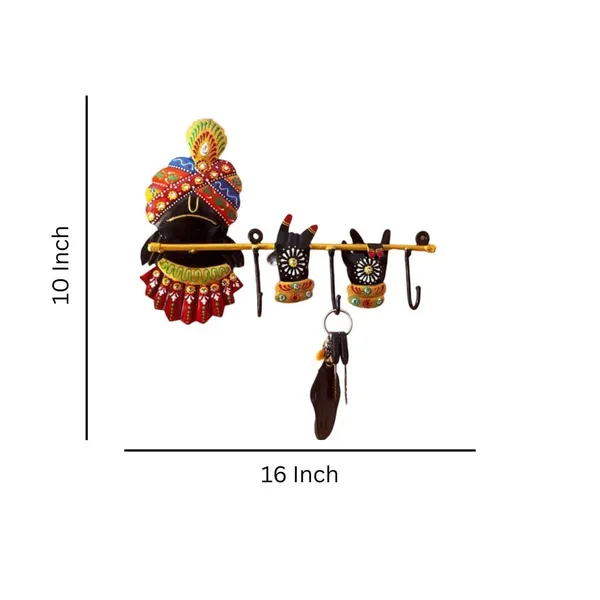 Multicolour_Krishna_With_Flute_Key_Holder_Elegant_For_Home