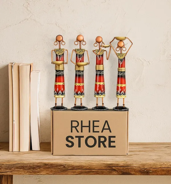 Multicolour_Metal_Rajasthani_Tribal_Labour_Ladies_Tea_Light_Holders_For_Home_(Set_Of_4)