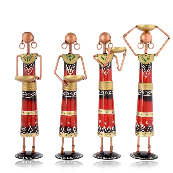 Multicolour_Metal_Rajasthani_Tribal_Labour_Ladies_Tea_Light_Holders_For_Home_(Set_Of_4)