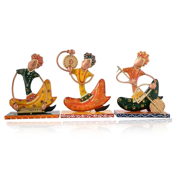 Multicolour_Nagpuri_Musician_Decorative_Showpiece_Set_Of_Traditional_Indian_For_Home_(Set_3)