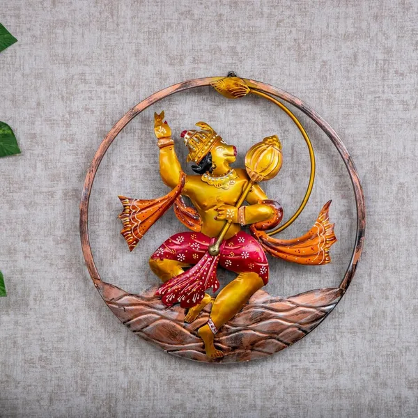 Yellow_Hanuman_Ji_Round_Wall_Decoration_Frame_For_Home
