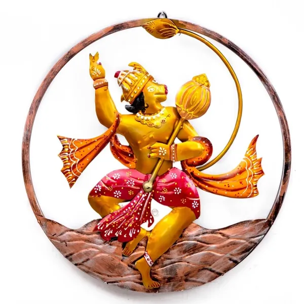 Yellow_Hanuman_Ji_Round_Wall_Decoration_Frame_For_Home