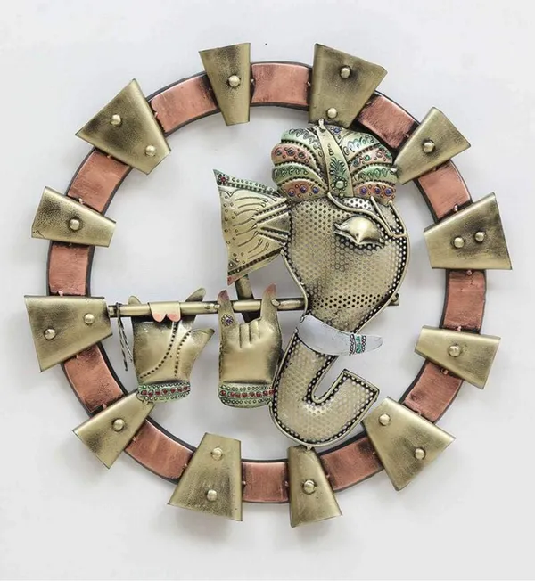 Golden_Round_Ganesha_With_Flute_Wall_Decor_Spiritual_Hanging_For_Home