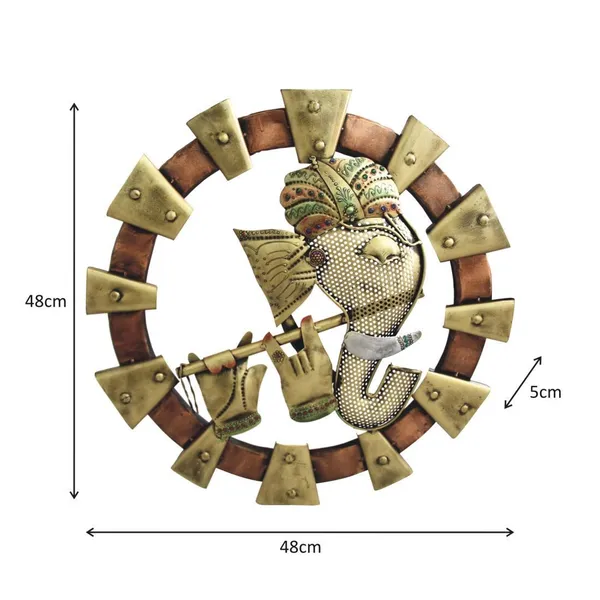 Golden_Round_Ganesha_With_Flute_Wall_Decor_Spiritual_Hanging_For_Home