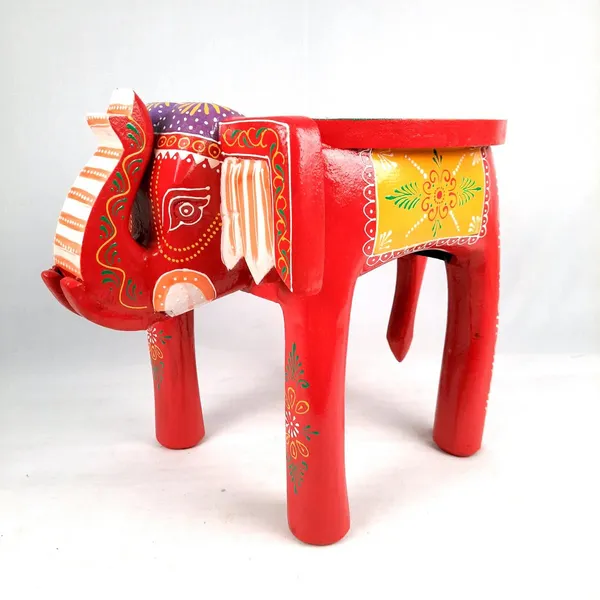 Redandyellow_Wooden_Elephant_Stool_Showpiece_For_Home