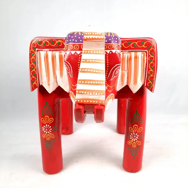 Redandyellow_Wooden_Elephant_Stool_Showpiece_For_Home