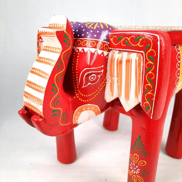 Redandyellow_Wooden_Elephant_Stool_Showpiece_For_Home