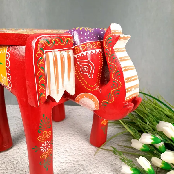 Redandyellow_Wooden_Elephant_Stool_Showpiece_For_Home