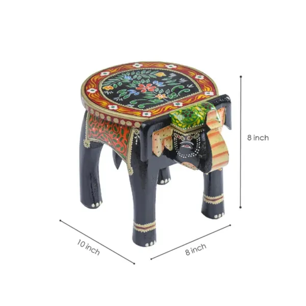 Multicolour_Wooden_Handcrafted_Elephant_Stool_For_Home