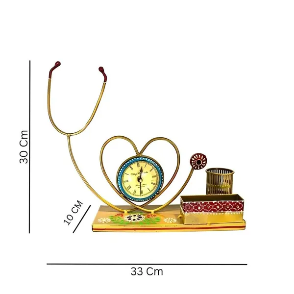 Multicolour_Doctor_Stethoscope_Theme_Pen_Stand_With_Clock_For_Home